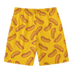 Yellow Hot Dog Pattern Print Men's Swim Trunks
