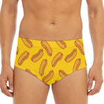 Yellow Hot Dog Pattern Print Men's Triangle Swim Briefs