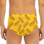 Yellow Hot Dog Pattern Print Men's Triangle Swim Briefs