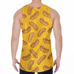 Yellow Hot Dog Pattern Print Men's Velvet Tank Top
