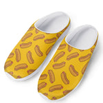 Yellow Hot Dog Pattern Print Mesh Casual Shoes