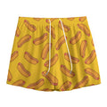 Yellow Hot Dog Pattern Print Mesh Shorts