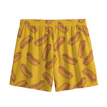 Yellow Hot Dog Pattern Print Mesh Shorts