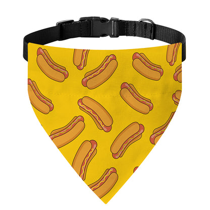 Yellow Hot Dog Pattern Print Over The Collar Dog Bandana
