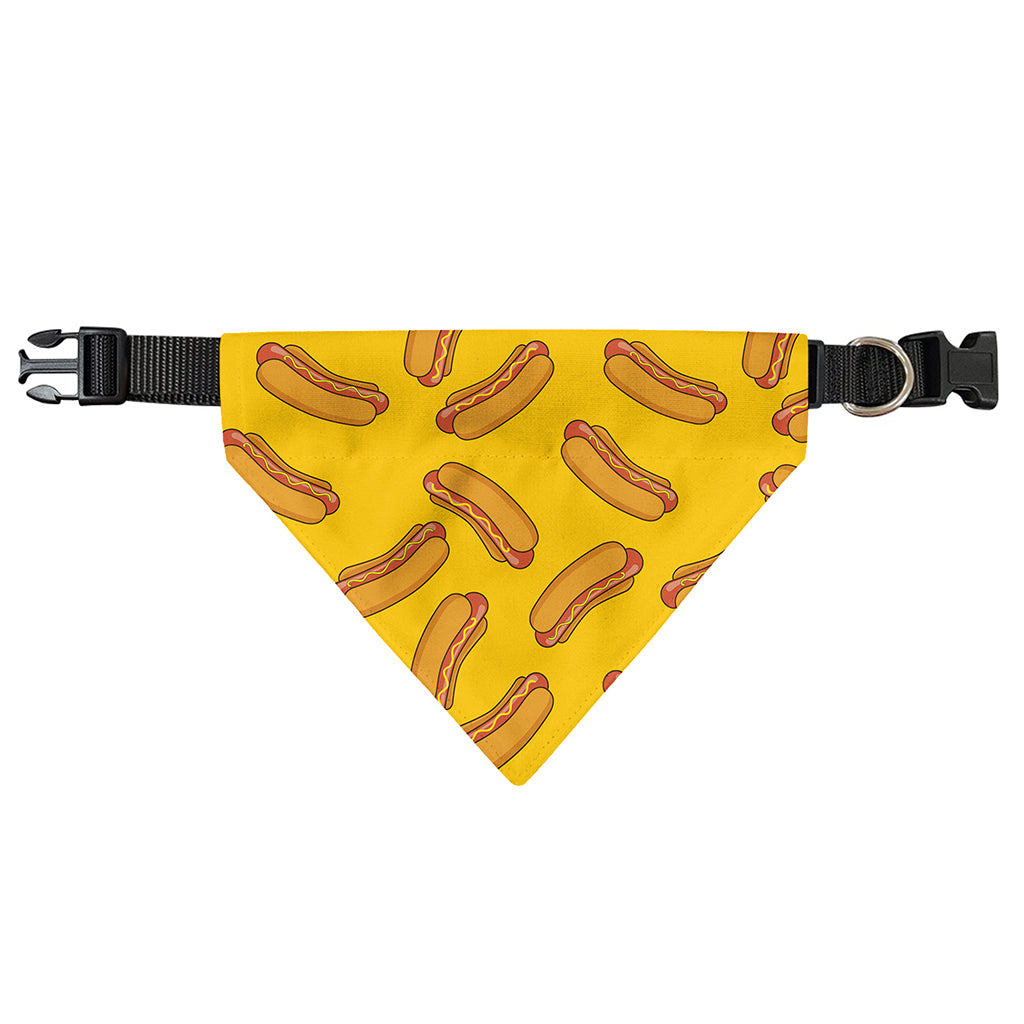 Yellow Hot Dog Pattern Print Over The Collar Dog Bandana