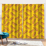 Yellow Hot Dog Pattern Print Pencil Pleat Curtains