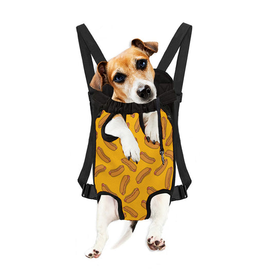 Yellow Hot Dog Pattern Print Pet Carrier Backpack