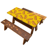 Yellow Hot Dog Pattern Print Picnic Table Cover