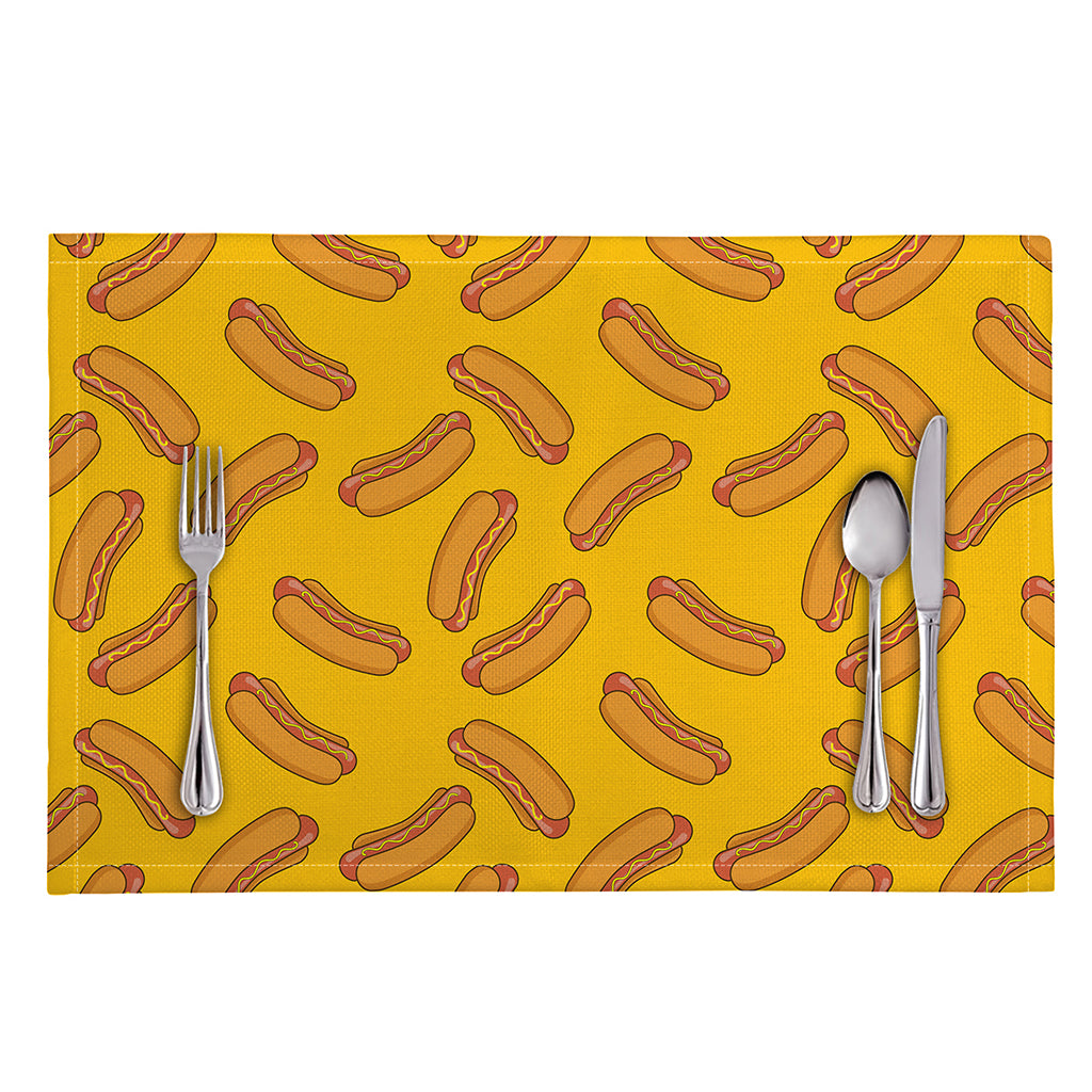 Yellow Hot Dog Pattern Print Placemat
