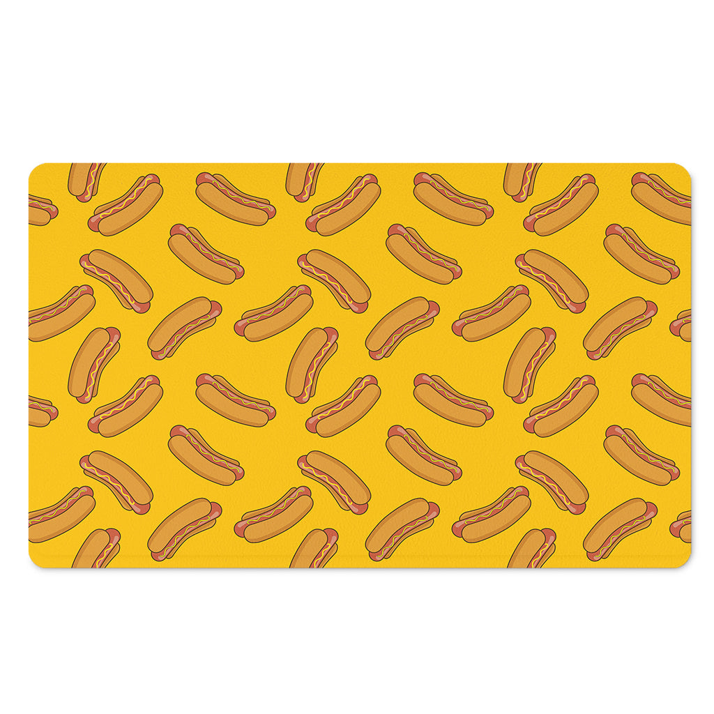Yellow Hot Dog Pattern Print Polyester Doormat