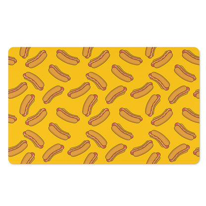Yellow Hot Dog Pattern Print Polyester Doormat