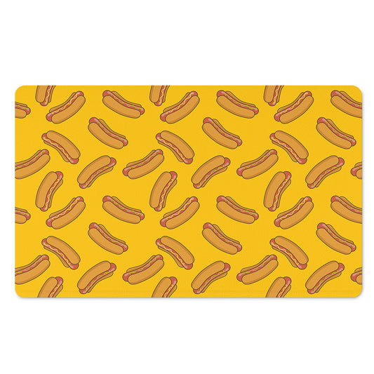 Yellow Hot Dog Pattern Print Polyester Doormat