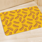 Yellow Hot Dog Pattern Print Polyester Doormat