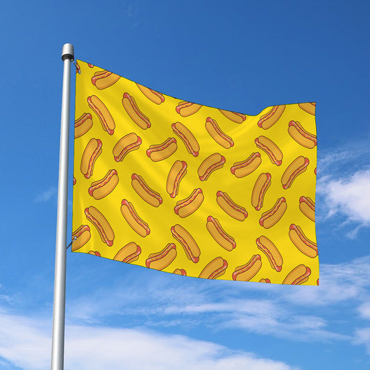 Yellow Hot Dog Pattern Print Polyester Flag