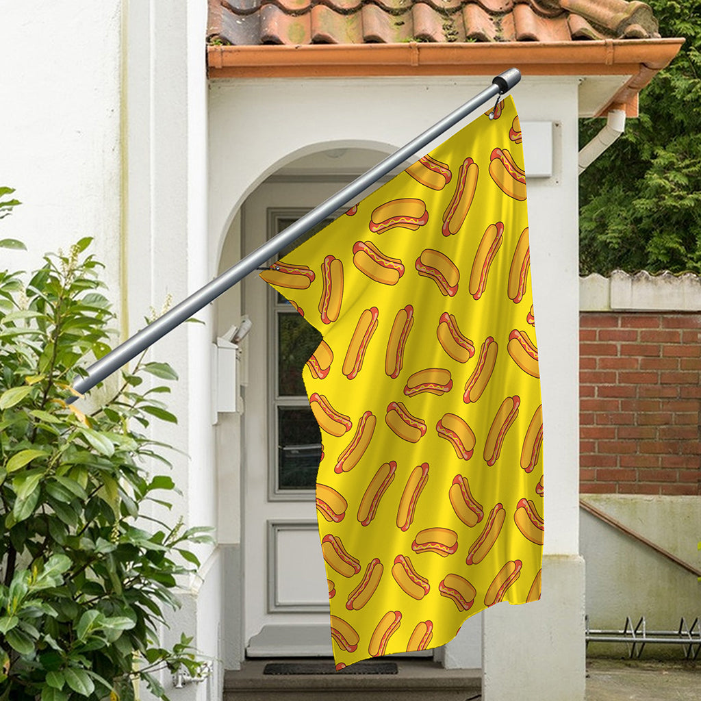 Yellow Hot Dog Pattern Print Polyester Flag