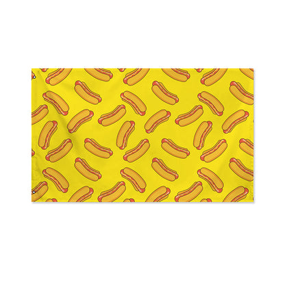 Yellow Hot Dog Pattern Print Polyester Flag
