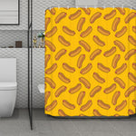 Yellow Hot Dog Pattern Print Polyester Shower Curtain