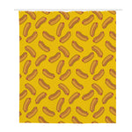 Yellow Hot Dog Pattern Print Polyester Shower Curtain