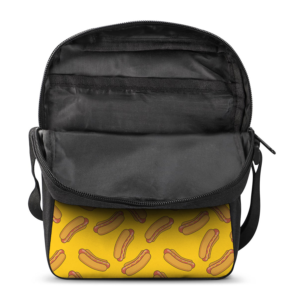 Yellow Hot Dog Pattern Print Rectangular Crossbody Bag