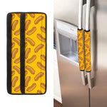 Yellow Hot Dog Pattern Print Refrigerator Handle Covers