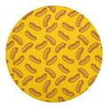 Yellow Hot Dog Pattern Print Round Blanket