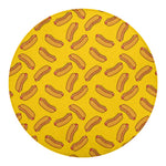 Yellow Hot Dog Pattern Print Round Blanket