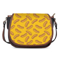 Yellow Hot Dog Pattern Print Saddle Bag