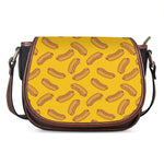 Yellow Hot Dog Pattern Print Saddle Bag