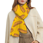Yellow Hot Dog Pattern Print Scarf