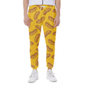 Yellow Hot Dog Pattern Print Joggers