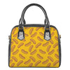 Yellow Hot Dog Pattern Print Shoulder Handbag