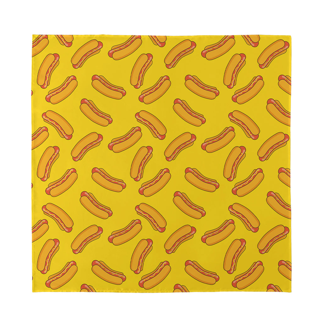 Yellow Hot Dog Pattern Print Silk Bandana