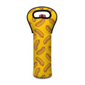 Yellow Hot Dog Pattern Print Single Neoprene Wine Tote