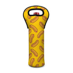 Yellow Hot Dog Pattern Print Single Neoprene Wine Tote