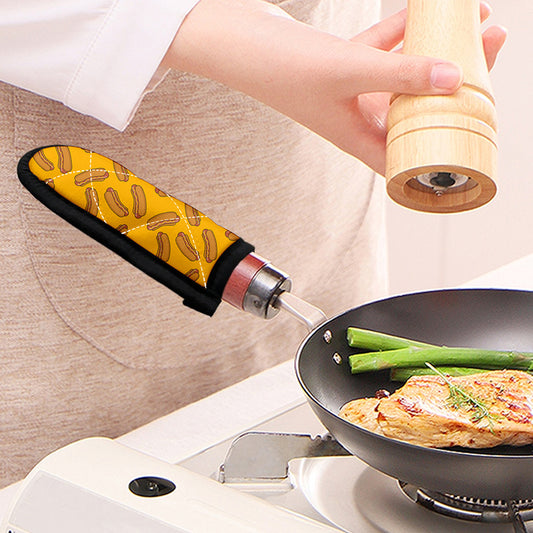 Yellow Hot Dog Pattern Print Skillet Handle Cover