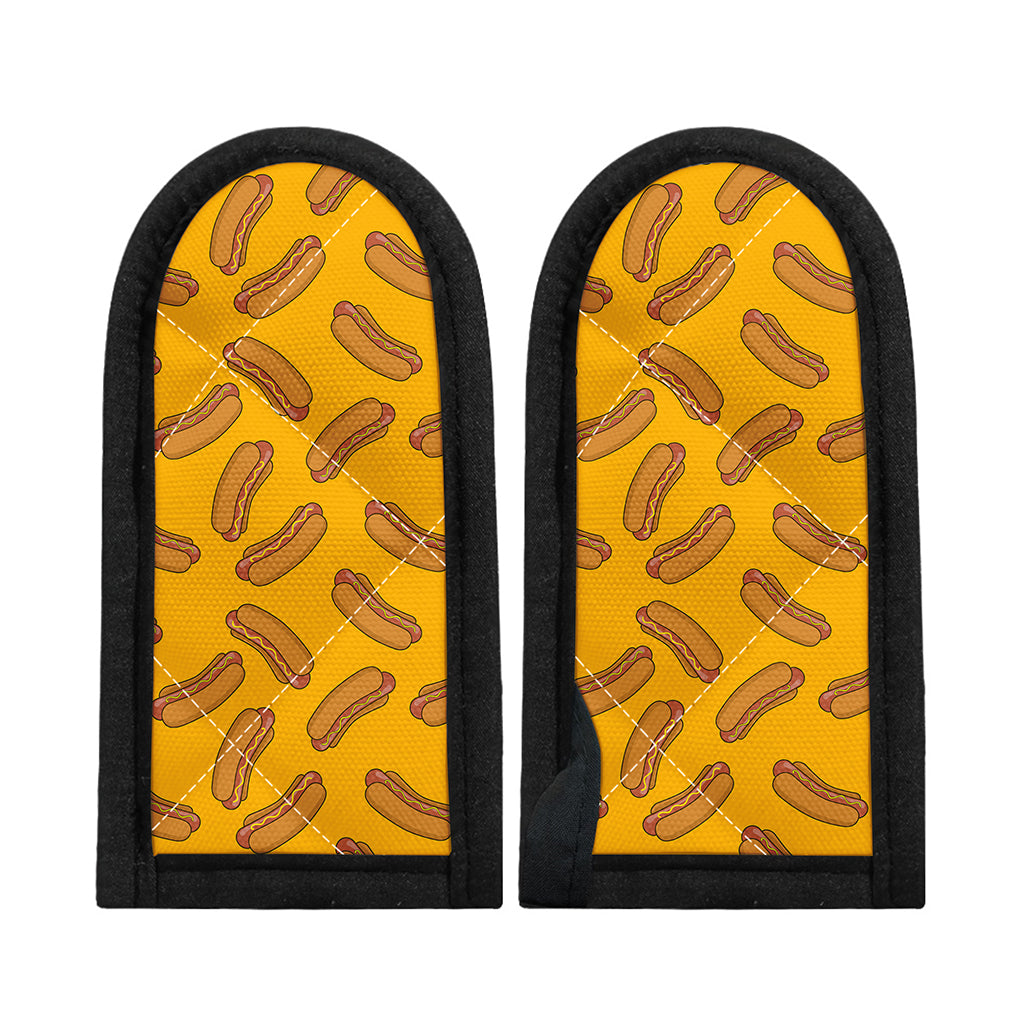 Yellow Hot Dog Pattern Print Skillet Handle Cover