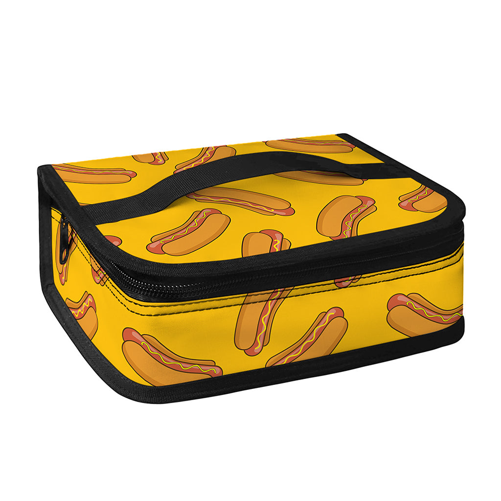 Yellow Hot Dog Pattern Print Small Lunch Bag