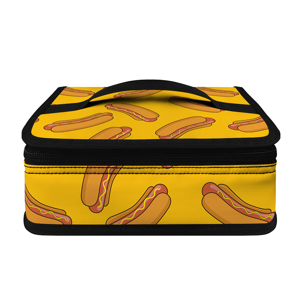 Yellow Hot Dog Pattern Print Small Lunch Bag