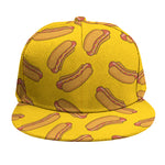 Yellow Hot Dog Pattern Print Snapback Cap
