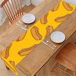 Yellow Hot Dog Pattern Print Table Runner