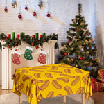 Yellow Hot Dog Pattern Print Tablecloth