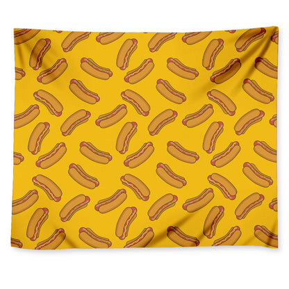 Yellow Hot Dog Pattern Print Tapestry