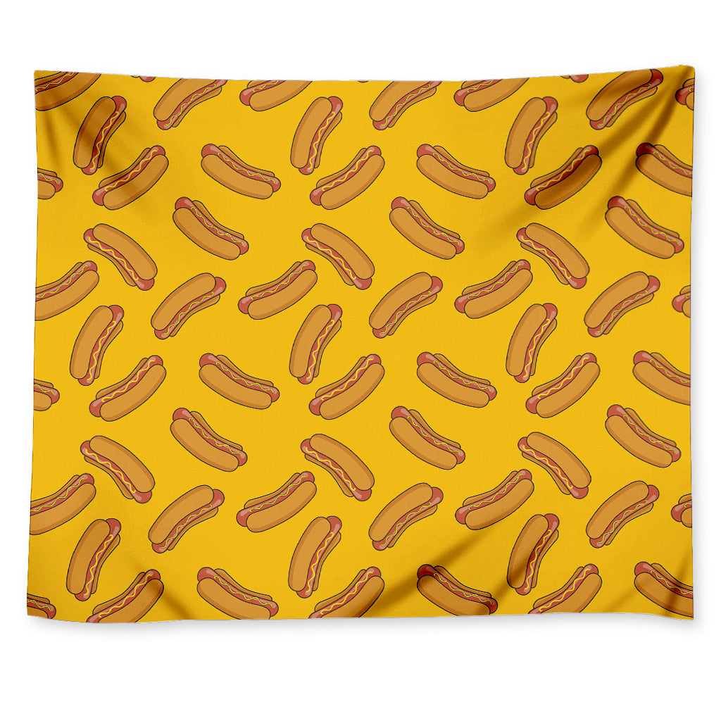 Yellow Hot Dog Pattern Print Tapestry