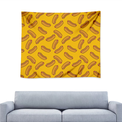 Yellow Hot Dog Pattern Print Tapestry