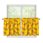 Yellow Hot Dog Pattern Print Tier Curtains