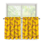Yellow Hot Dog Pattern Print Tier Curtains