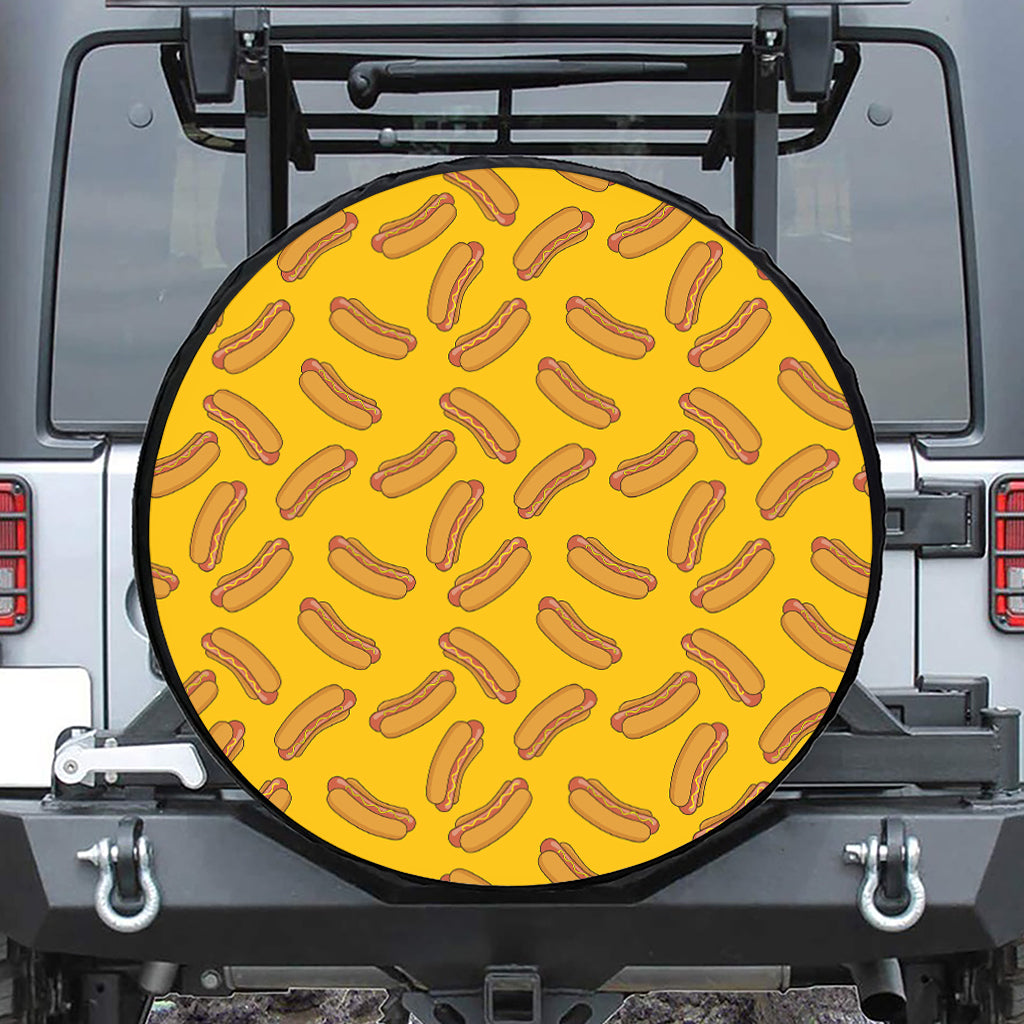 Yellow Hot Dog Pattern Print Tire Cover