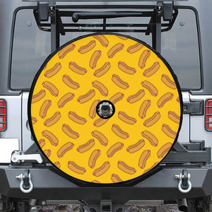 Yellow Hot Dog Pattern Print Tire Cover With Camera Hole