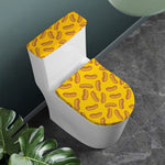 Yellow Hot Dog Pattern Print Toilet Lid And Tank Cover Set