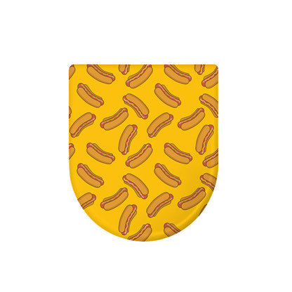 Yellow Hot Dog Pattern Print Toilet Lid Cover